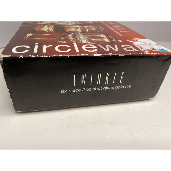 Circleware Twinkle 6 Piece 2 Oz Shot Glass - Gold Rim - NIB - Picture 8 of 9